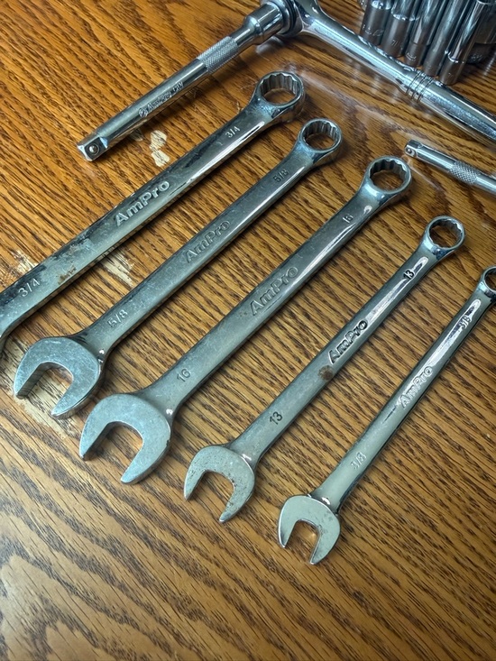 AmPro Chrome Vanadium Wrench/Ratchet Set - Picture 2 of 7